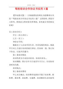 驾校培训合作协议书实用3篇