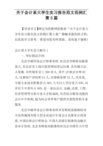 关于会计系大学生实习报告范文范例汇聚5篇