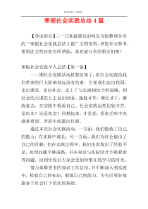 寒假社会实践总结4篇