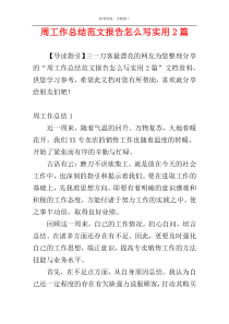 周工作总结范文报告怎么写实用2篇