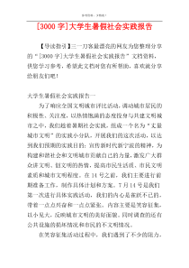 [3000字]大学生暑假社会实践报告