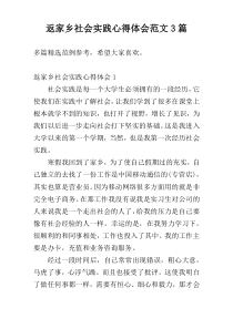 返家乡社会实践心得体会范文3篇