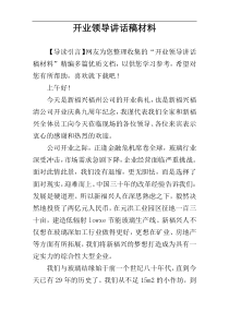 开业领导讲话稿材料