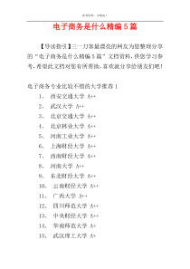 电子商务是什么精编5篇