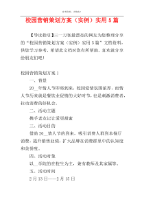 校园营销策划方案（实例）实用5篇