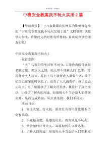 中班安全教案我不玩火实用2篇