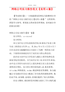 网络公司实习报告范文【实用4篇】