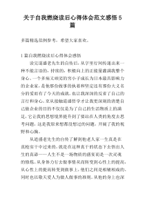 关于自我燃烧读后心得体会范文感悟5篇