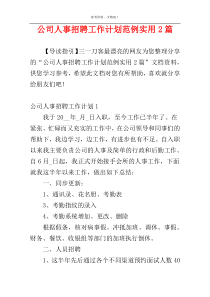 公司人事招聘工作计划范例实用2篇