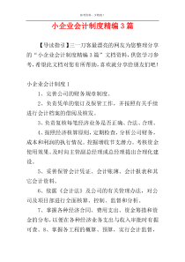 小企业会计制度精编3篇