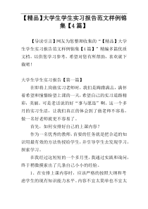 【精品】大学生学生实习报告范文样例锦集【4篇】