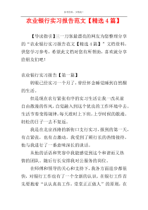 农业银行实习报告范文【精选4篇】