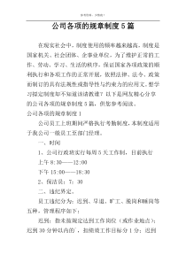 公司各项的规章制度5篇