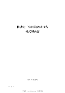 核动力厂装料前调试报告格式和内容