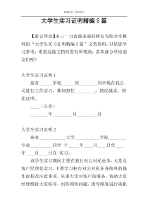 大学生实习证明精编5篇