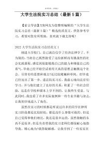 大学生法院实习总结（最新5篇）