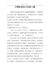 计算机系实习总结3篇