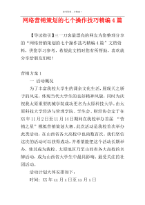 网络营销策划的七个操作技巧精编4篇