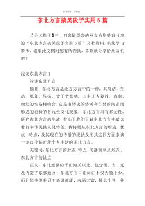 东北方言搞笑段子实用5篇