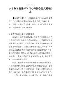 小学数学新课标学习心得体会范文精编2篇