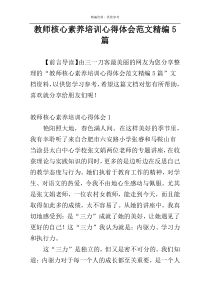 教师核心素养培训心得体会范文精编5篇