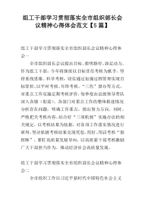 组工干部学习贯彻落实全市组织部长会议精神心得体会范文【5篇】