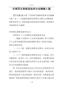 共青团支部换届选举办法精编5篇