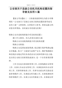 公安部关于县级公安机关机构设置的指导意见实用5篇