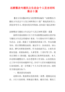 巡察整改专题民主生活会个人发言材料集合5篇