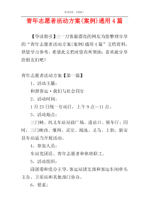 青年志愿者活动方案(案例)通用4篇