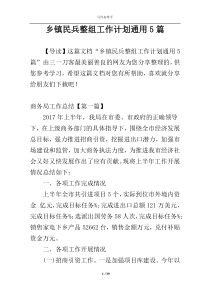 乡镇民兵整组工作计划通用5篇