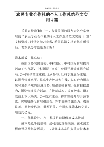 农民专业合作社的个人工作总结范文实用4篇