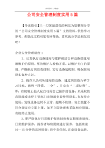 公司安全管理制度实用5篇