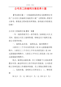 公司员工的福利方案优秀5篇