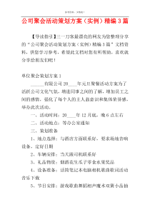 公司聚会活动策划方案（实例）精编3篇