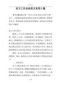 实习工作总结范文实用5篇