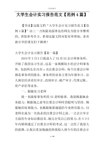 大学生会计实习报告范文【范例4篇】