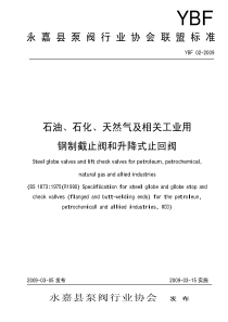 YBF 02-2009 石油、石化、天然气及相关工业用钢制截止阀和升降式止回阀