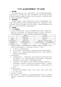 “TTT企业培训师特训”学习总结和建议