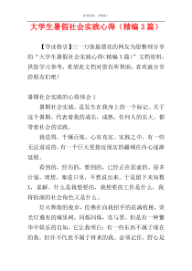 大学生暑假社会实践心得（精编3篇）