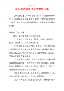 山东省消防条例全文通用4篇