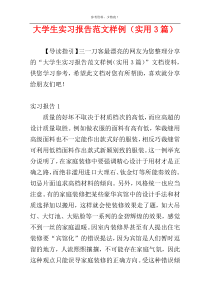 大学生实习报告范文样例（实用3篇）