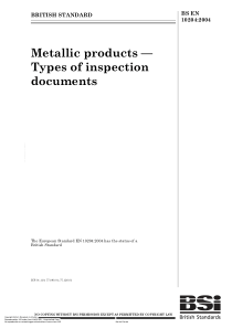 BS EN 10204-2004 Metallic Products - Types of Insp