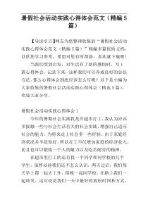 暑假社会活动实践心得体会范文（精编5篇）