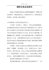 调研自我总结报告