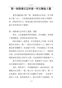 那一刻我难以忘怀高一作文精选5篇