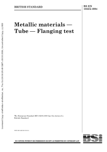 BS EN 10235-1994 Metallic materials. Tube. Flangin