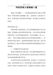 网络营销方案精编5篇