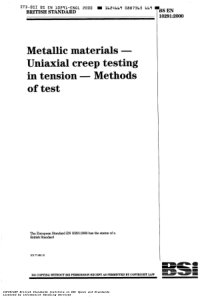 BS EN 10291-2000 金属材料.拉伸同轴蠕变试验.试验方法 (Metallic mate