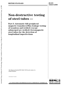 BS EN 10246-5-2000 钢管的无损检验.径向缺陷探测用无缝和焊接(埋弧焊除外)的铁磁性